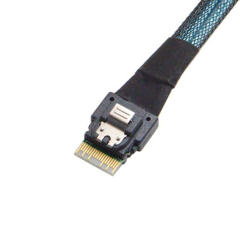 cablecc Slim Line SAS 4.0 SFF-8654 4i 38pin Host to 4 SATA 7pin Target Hard Disk Fanout Raid Cable 50cm - Image 5